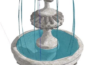 石质喷泉水钵设计SU(草图大师)模型