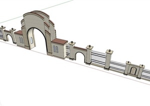 简欧拱门围墙设计SU(草图大师)模型