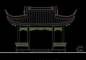 某古典中式四角长方亭设计CAD施工图