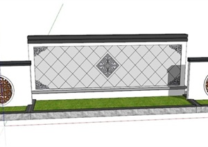 中式花池照壁设计SU(草图大师)模型