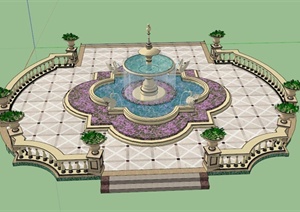 喷泉平台设计SU(草图大师)模型