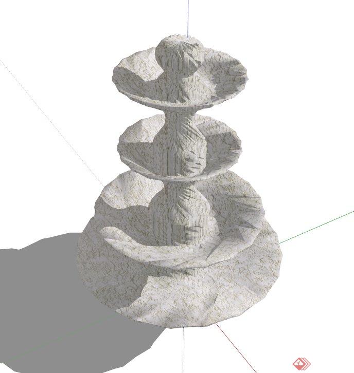 石柱水钵设计SU模型(1)