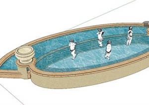 欧式雕塑水池设计SU(草图大师)模型
