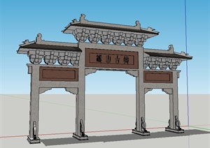 中式风格古街牌坊SU(草图大师)模型