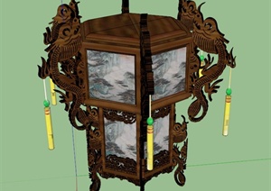 古中式木质灯笼设计SU(草图大师)模型