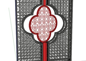 现代中式钢结构景墙设计SU(草图大师)模型