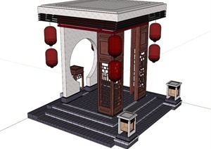 中式特色景亭设计SU(草图大师)模型