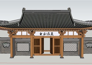 古典中式某大户住宅入户门设计SU(草图大师)模型