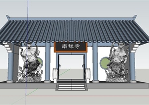 古典中式寺庙大门设计SU(草图大师)模型