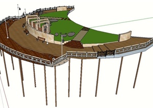 现代风格观景平台设计SU(草图大师)模型