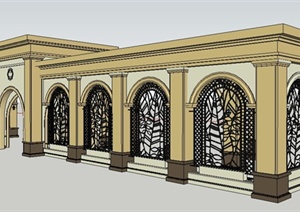 欧式风格景观长廊设计SU(草图大师)模型