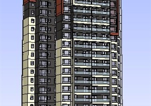 现代高层电梯房住宅建筑设计SU(草图大师)模型