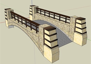 现代风格小拱桥SU(草图大师)模型