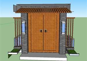 某住宅建筑木制大门设计SU(草图大师)模型