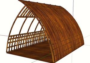 现代风格三角木廊架设计SU(草图大师)模型