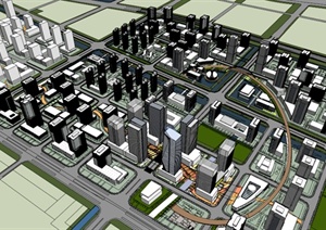 现代某城市规划设计SU(草图大师)模型