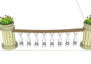 欧式花钵柱围栏设计SU(草图大师)模型
