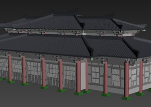 古典中式单层殿堂建筑设计3dmax模型