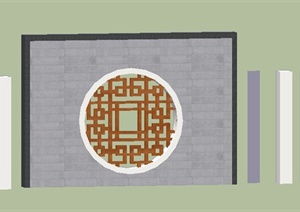 现代中式镂空围墙及景墙SU(草图大师)模型