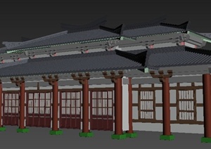 古典中式单层重檐殿堂建筑设计3dmax模型