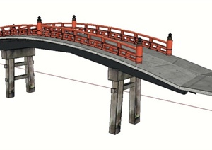 现代风格拱形高桥SU(草图大师)模型