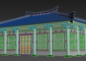 中式单层寺庙前殿建筑设计3dmax模型