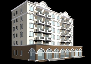 六层商住楼建筑设计MAX模型