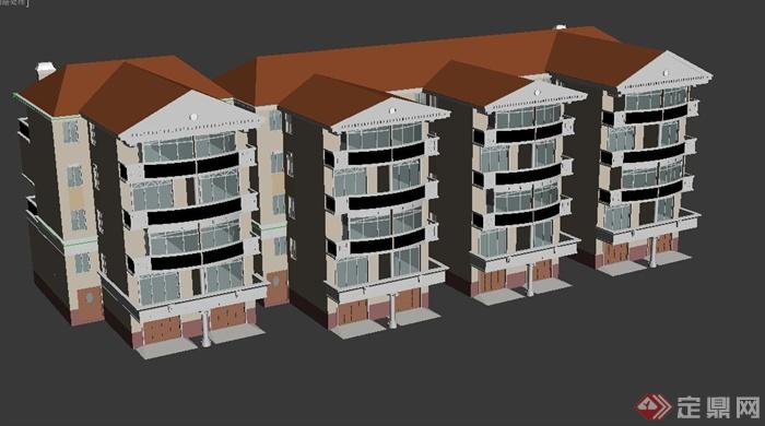 五层四拼住宅建筑设计MAX模型(2)