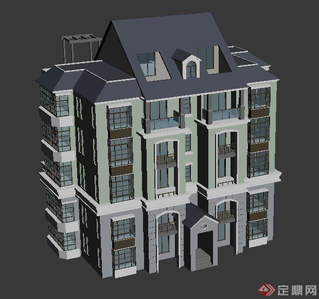 五层双拼住宅建筑设计MAX模型(2)