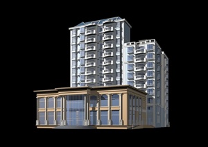 某会所商住楼建筑设计MAX模型