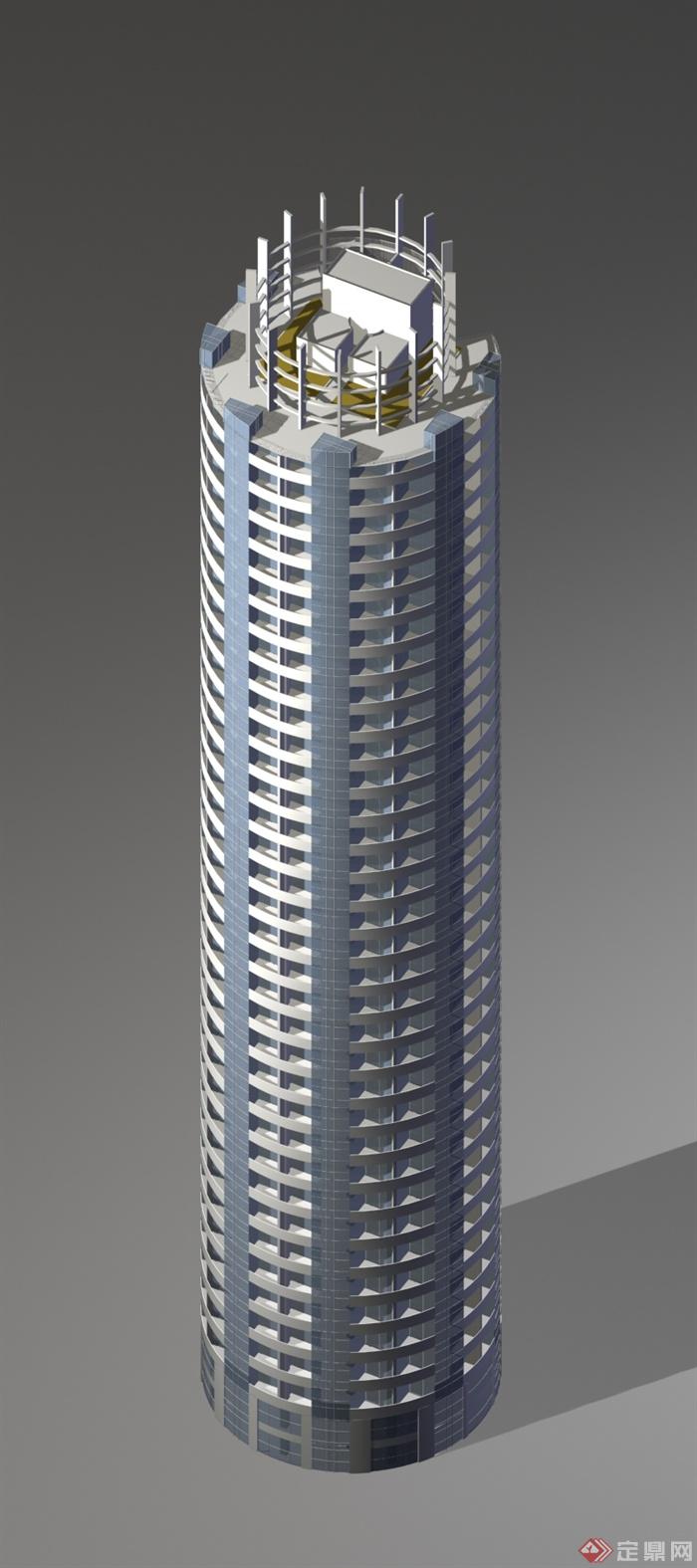 圆柱形高层住宅建筑设计MAX模型