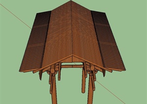 园林景观木制廊架设计SU(草图大师)模型