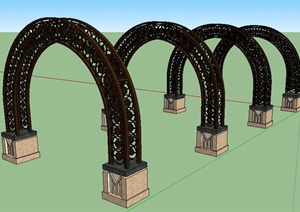 新古典风格拱形组合廊架SU(草图大师)模型