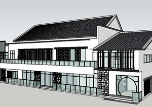 现代新中式文化展览馆建筑设计SU(草图大师)模型