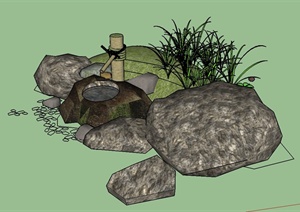 园林景观景石小品设计SU(草图大师)模型