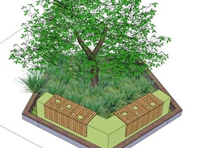 现代树池坐凳设计SU(草图大师)模型