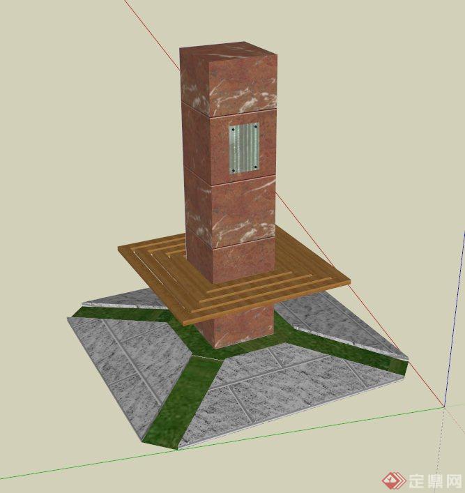 景观柱坐凳组合设计SU模型(1)
