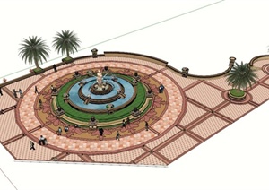 欧式喷泉平台组合设计SU(草图大师)模型