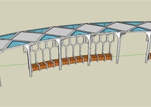 现代廊架座椅设计SU(草图大师)模型