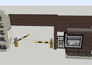 小区大门设计SU(草图大师)模型