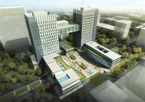 现代某高层政府办公新大楼建筑设计SU(草图大师)模型