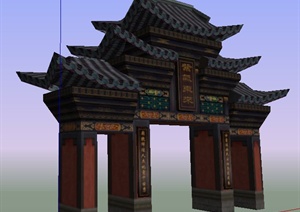 古典中式寺庙重檐牌坊SU(草图大师)模型