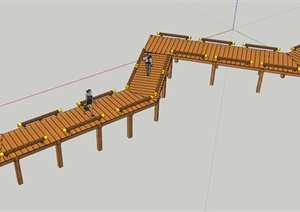 木平台木桥设计SU(草图大师)模型