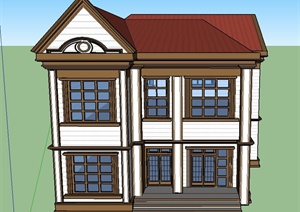 某欧式风格两层方形住宅建筑设计SU(草图大师)模型