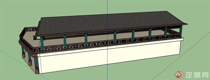 某欧式两层茶楼建筑设计SU模型(3)