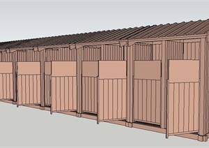 现代风格木制公共厕所设计SU(草图大师)模型