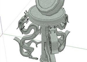 中式指南针造型小品雕塑设计SU(草图大师)模型