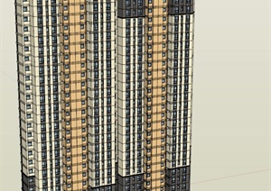 高低双拼住宅楼建筑设计SU(草图大师)模型