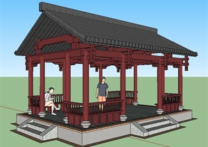 现代中式风格景观长亭设计SU(草图大师)模型