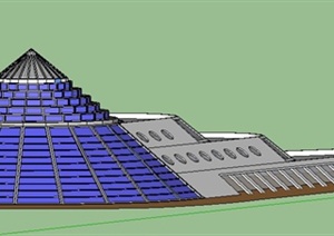 现代科技展览馆建筑设计SU(草图大师)模型